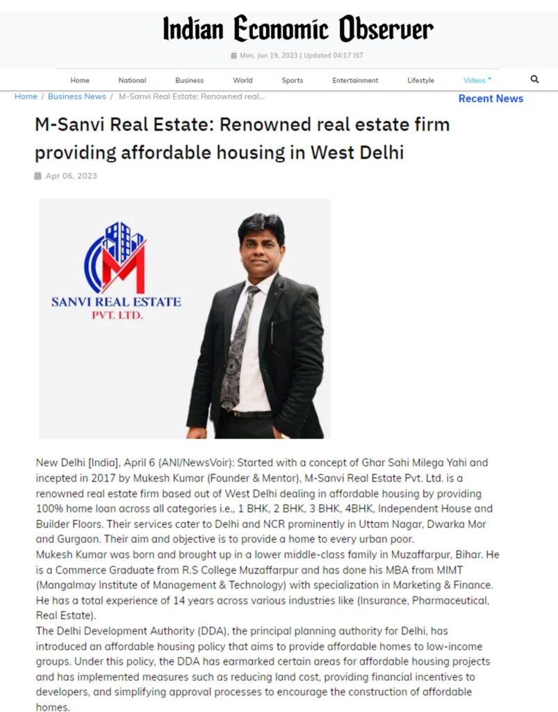 Sanvi Estate in india economic