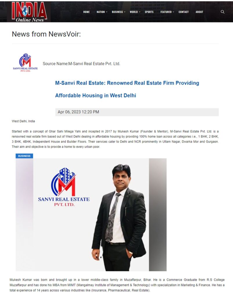 Sanvi Estate in India Online News