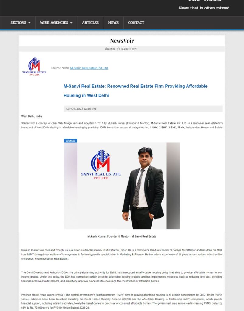 Sanvi Real Estate in News Voir