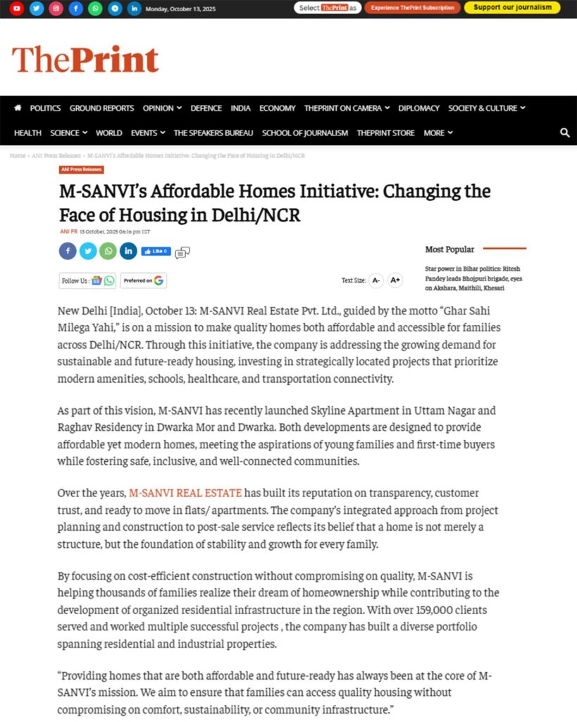 M-Sanvi Real Estate in Print