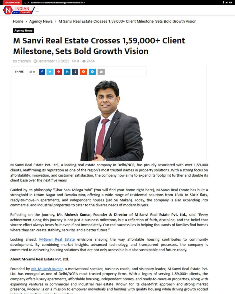 M- Sanvi Real Estate in Indian New Channel